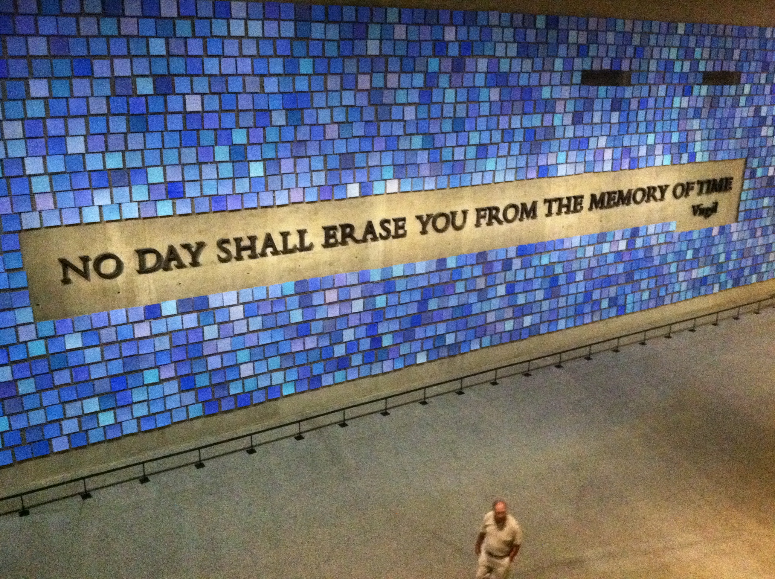 A quote by Virgil inscribed on the wall a the Natinoal September 11 Memorial and Museum