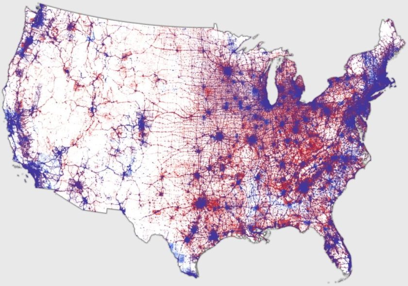Using one dot per vote to display where voters cast their ballots produces a more realistic picture of poltical reality than Electoral College maps.