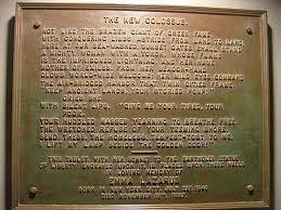 This cast bronze plaque of the Emma Lazarus poem The New Colossus” was installed inside the pedestal of the Statue of Liberty in 1903. Photo credit: National Park Service